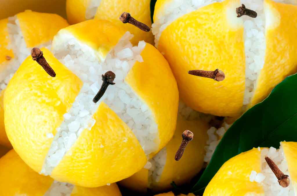 Ingredientes de ritual de limpieza con limon sal y clavos de olor